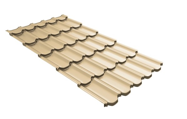 Металлочерепица квинта плюс с 3D резом 0,45 PE RAL 1014 слоновая кость купить в Москве