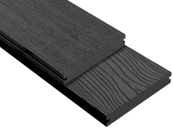 Террасная доска ДПК Outdoor 3D полнотелая STORM/OCEAN BLACK черная купить в Москве