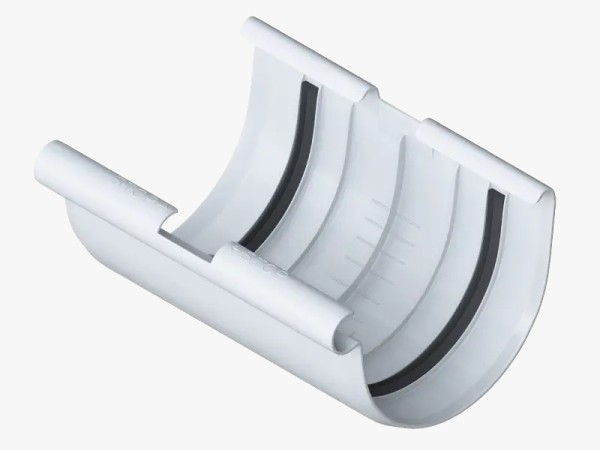 Водосток Альта-Профиль ПВХ – Соединитель желоба (белый) купить в Москве