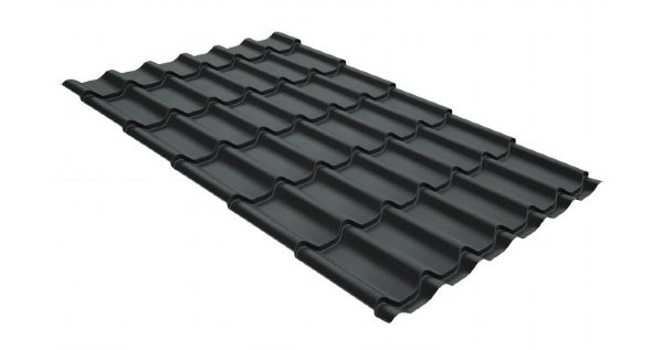 Металлочерепица классик GL 0,5 GreenCoat Pural RR 23 темно-серый (RAL 7024 мокрый асфальт) купить в Москве