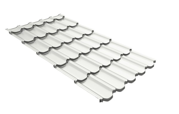 Металлочерепица квинта плюс с 3D резом 0,45 PE RAL 9003 сигнальный белый купить в Москве