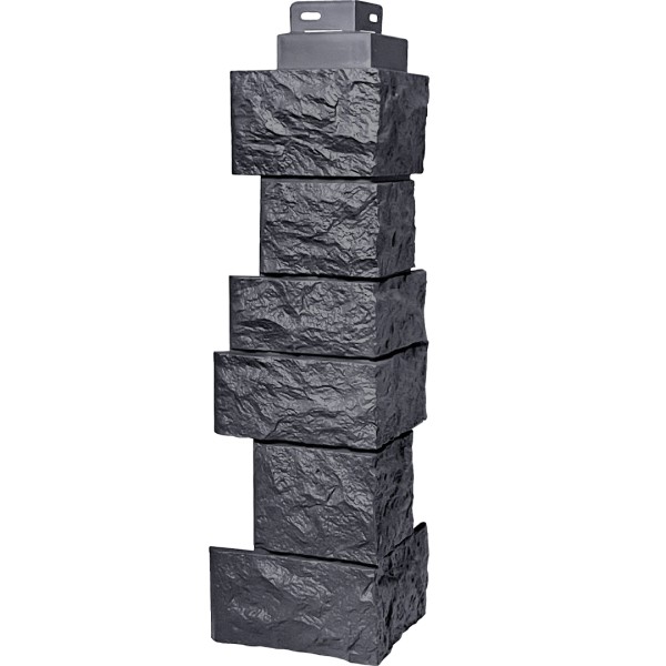 Цокольный сайдинг FineBer – Серия “Дикий камень”, Угол наружный, Асфальт купить в Москве