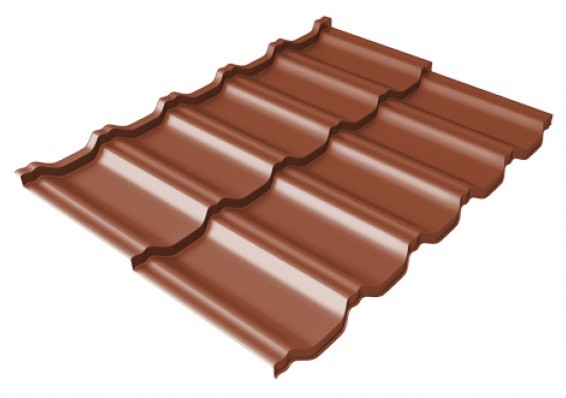 Металлочерепица модульная Квинта Uno Grand Line c 3D резом 0,5 Satin Мatt RAL 8004 терракота купить в Москве
