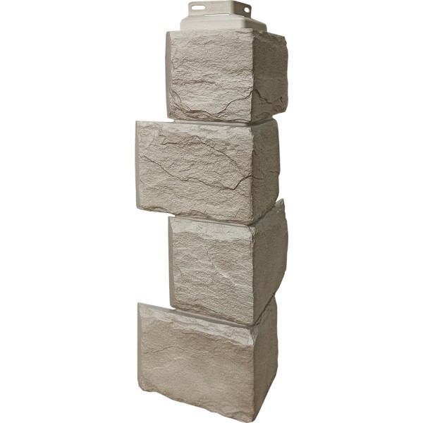 Цокольный сайдинг FineBer – Серия “Камень природный”, Угол наружный Песочный купить в Москве