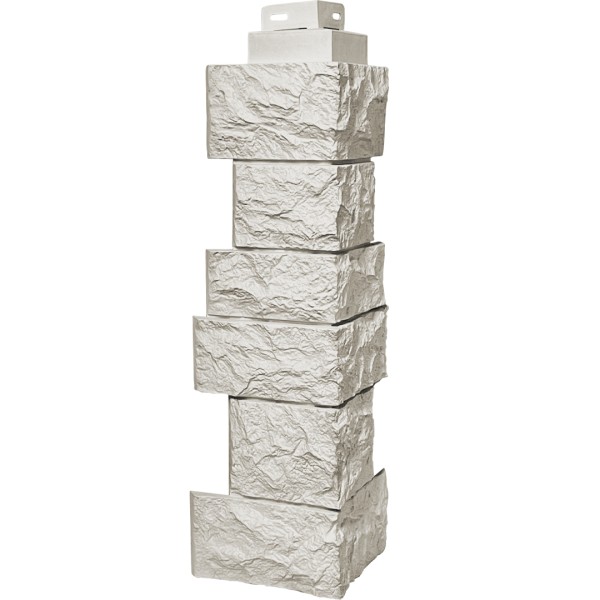 Цокольный сайдинг FineBer – Серия “Дикий камень”, Угол наружный, Жемчуг купить в Москве