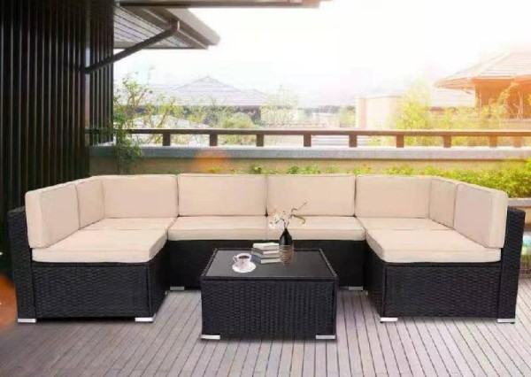 Диван-Трансформер AFINA модульный плетеный из иск. ротанга YR822_Black/Beige купить в Москве