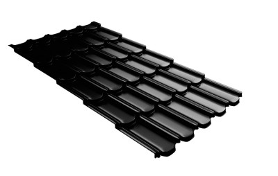 Металлочерепица квинта плюс с 3D резом 0,5 GreenСoat Pural Matt RR 33 черный (RAL 9005 черный)