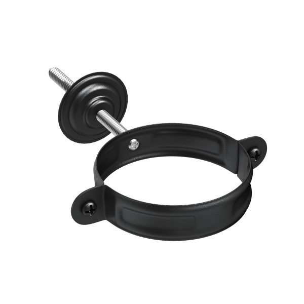 Водосток Aquasistem, система 125x90 - Комплект крепления трубы RAL 9005 Чёрный купить в Москве