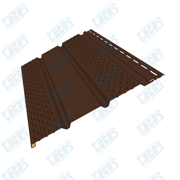 Софит к сайдингу ПЕРФОРАЦИЯ ПО БОКАМ TECOS ТЁМНЫЙ-КАШТАН купить в Москве